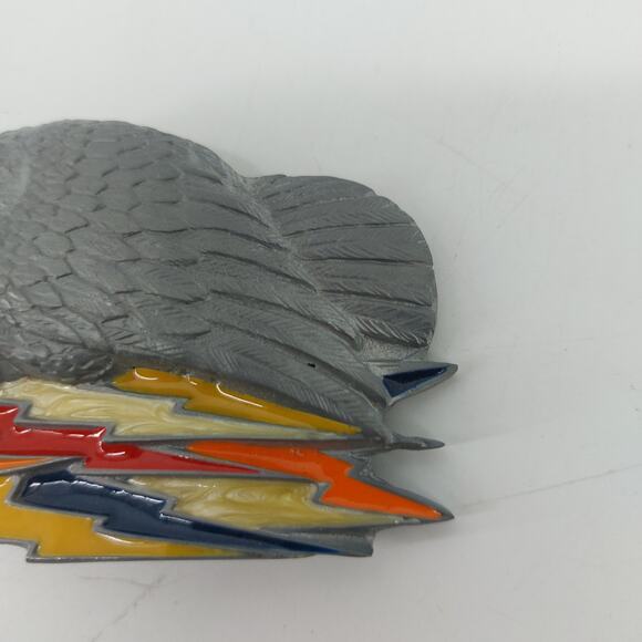 Biker Skull Eagle Lightning Bolt Belt Buckle Enamel Skeleton - Picture 5 of 11